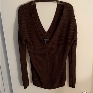 Women’s 0X Forever 21 + brown long sleeve blouse